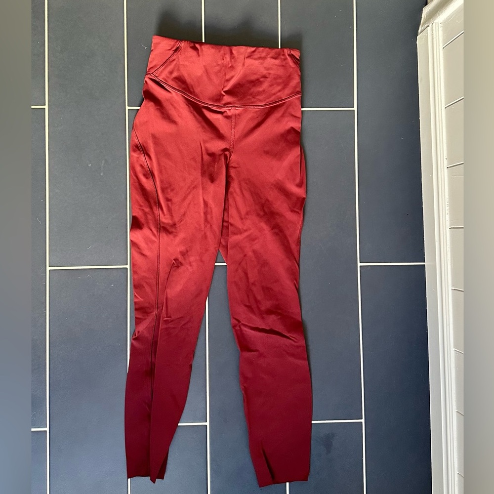Lululemon Dark Red Base Pace 3/4 Leggings